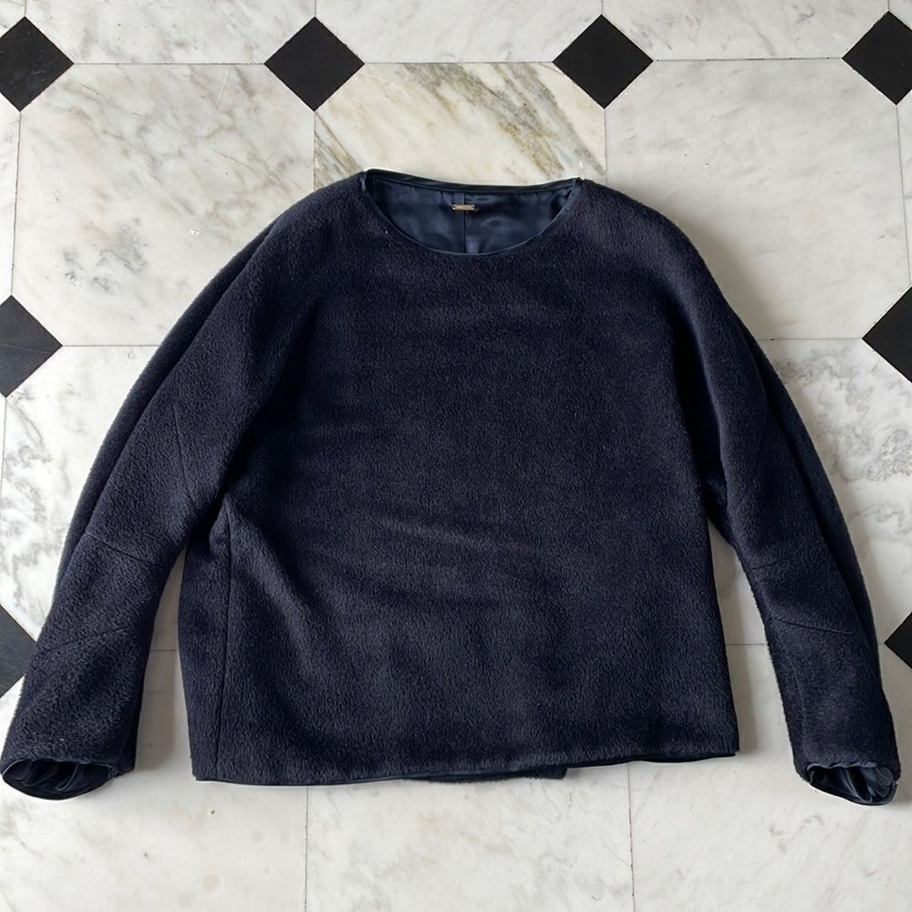 Adam Lippes Original Navy Alpaca and Silk Crewneck Pullover Sweater